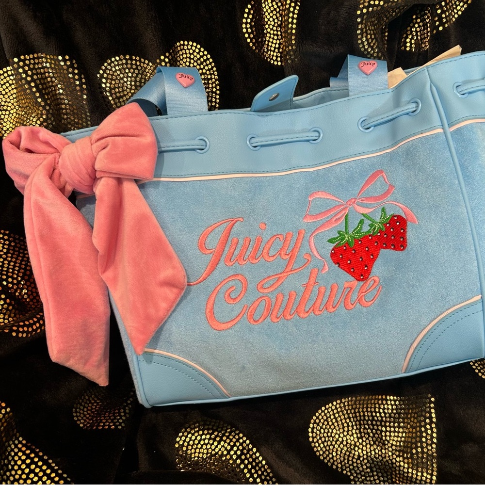 Juicy Couture Powder Blue Daydreamer with Pink Bow & Strawberry Embroidery